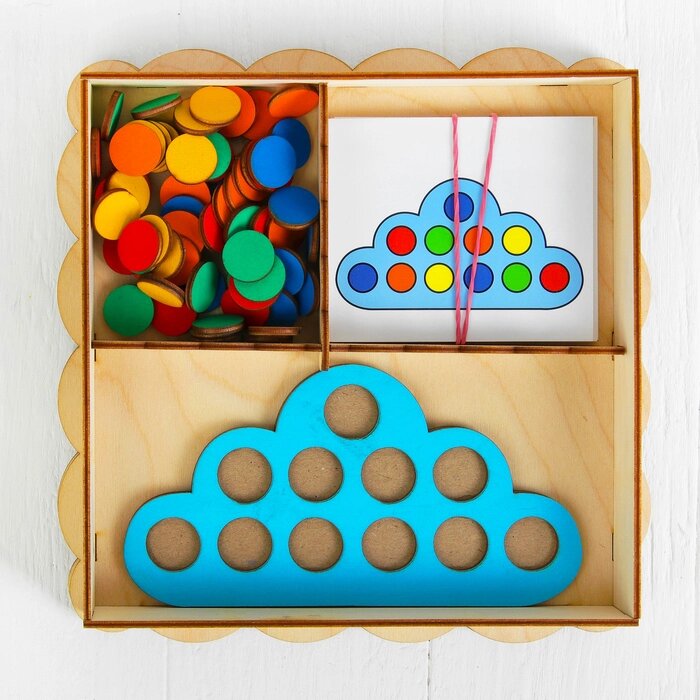 Развивающая игрушка "Умное облачко", d кружков (60 шт.): 2 см, в наборе 15 карточек от компании Интернет-гипермаркет «MOLL» - фото 1