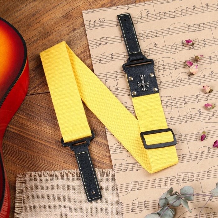 Ремень для гитары Music Life Крест, желтый, 95-155 см от компании Интернет-гипермаркет «MOLL» - фото 1