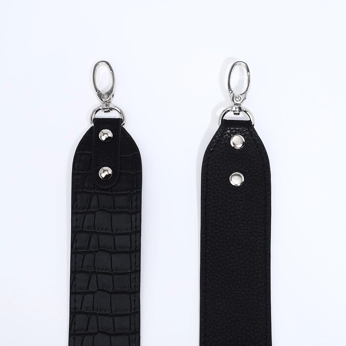 Ремень для сумки В-9, никель TEXTURA, 100, черный крокодил/черный от компании Интернет-гипермаркет «MOLL» - фото 1