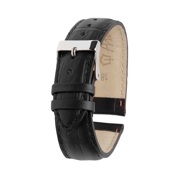 Ремешок для часов, мужской, 18 мм, натуральная кожа, черный от компании Интернет-гипермаркет «MOLL» - фото 1
