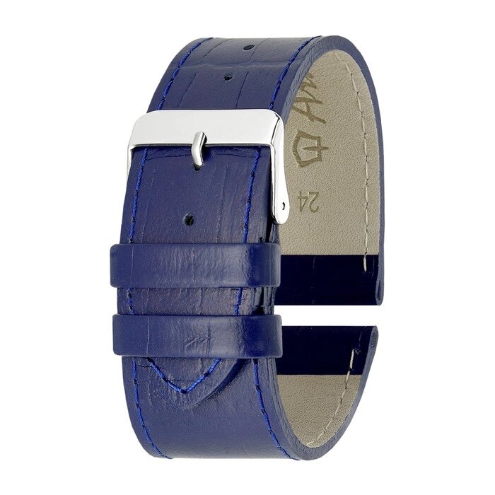 Ремешок для часов, мужской, 24 мм, натуральная кожа, синий от компании Интернет-гипермаркет «MOLL» - фото 1