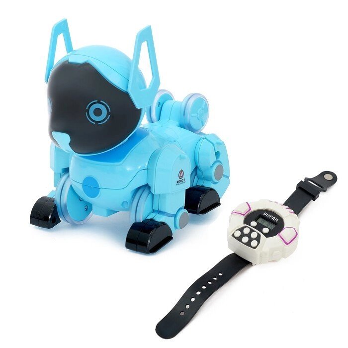 Робот-собака радиоуправляемый "Паппи", световые и звуковые эффекты, работает от аккумулятора, цвет голубой от компании Интернет-гипермаркет «MOLL» - фото 1