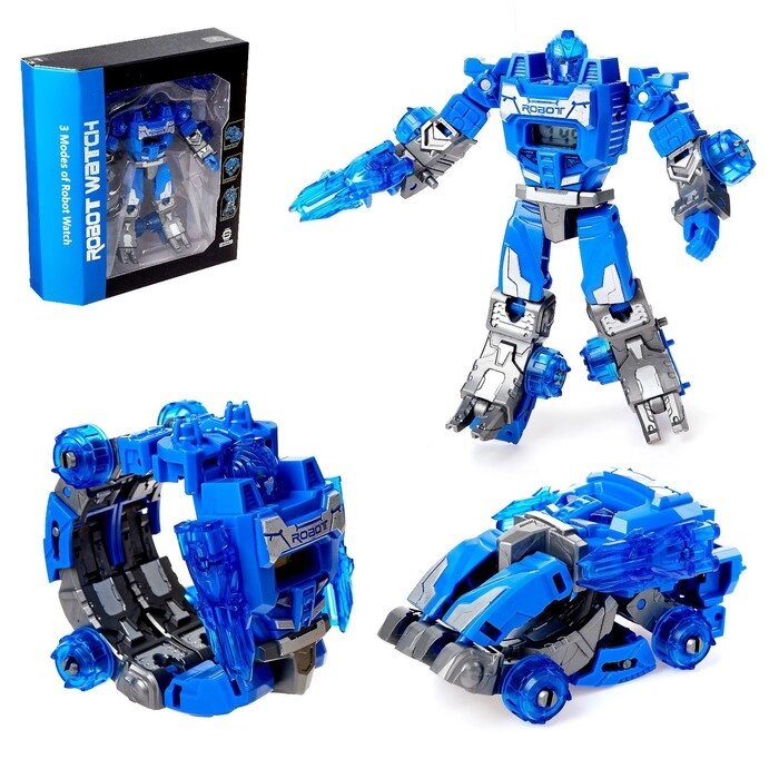 Робот - трансформер "Часы", трансформируется в робота и машинку, цвет синий, от компании Интернет-гипермаркет «MOLL» - фото 1