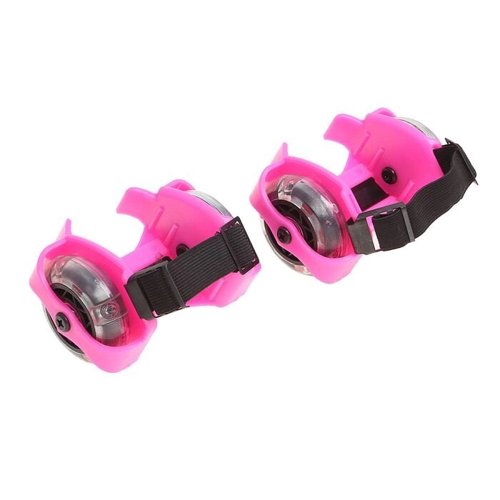 Ролики для обуви раздвижные мини, колёса световые РVC d=70 мм, ширина 6-10 см, до 70 кг, цвет розовый от компании Интернет-гипермаркет «MOLL» - фото 1