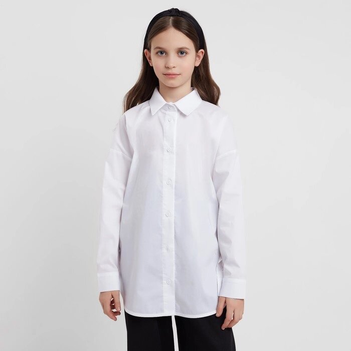 Рубашка для девочки MINAKU цвет белый, рост 164 см от компании Интернет-гипермаркет «MOLL» - фото 1