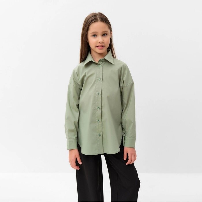 Рубашка для девочки MINAKU цвет оливковый, рост 122 см от компании Интернет-гипермаркет «MOLL» - фото 1