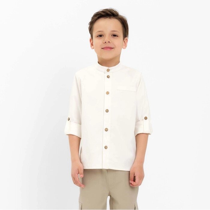 Рубашка джинсовая детская KAFTAN р. 32 (110-116 см), бежевый от компании Интернет-гипермаркет «MOLL» - фото 1