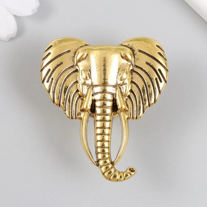 Ручка для шкатулки металл "Голова слона" состаренное золото 4,5х4,2 см от компании Интернет-гипермаркет «MOLL» - фото 1