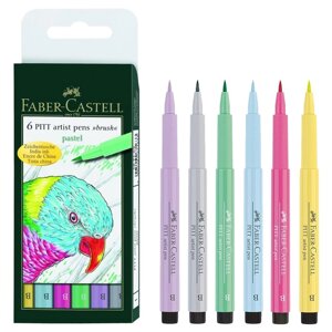 Ручка-кисть капиллярная набор Faber-Castell PITT Artist Pen Brush, 6 цветов, пастельные тона