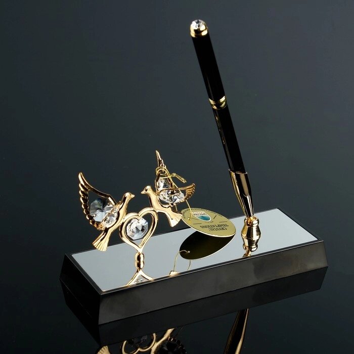 Ручка на подставке "Голуби", 16619 см, с кристаллами Сваровски от компании Интернет-гипермаркет «MOLL» - фото 1