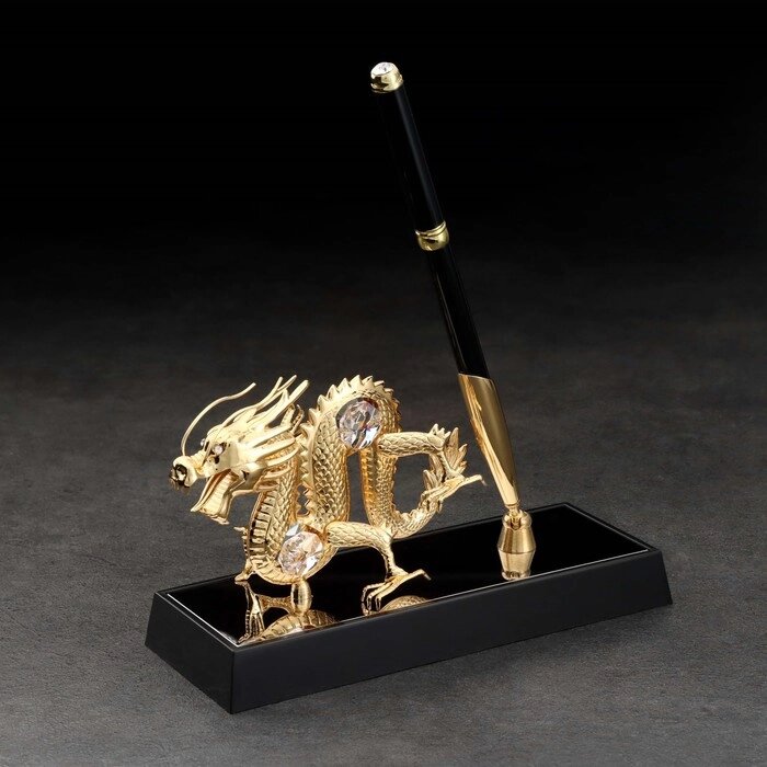 Ручка на подставке "Китайский дракон", с кристаллами от компании Интернет-гипермаркет «MOLL» - фото 1