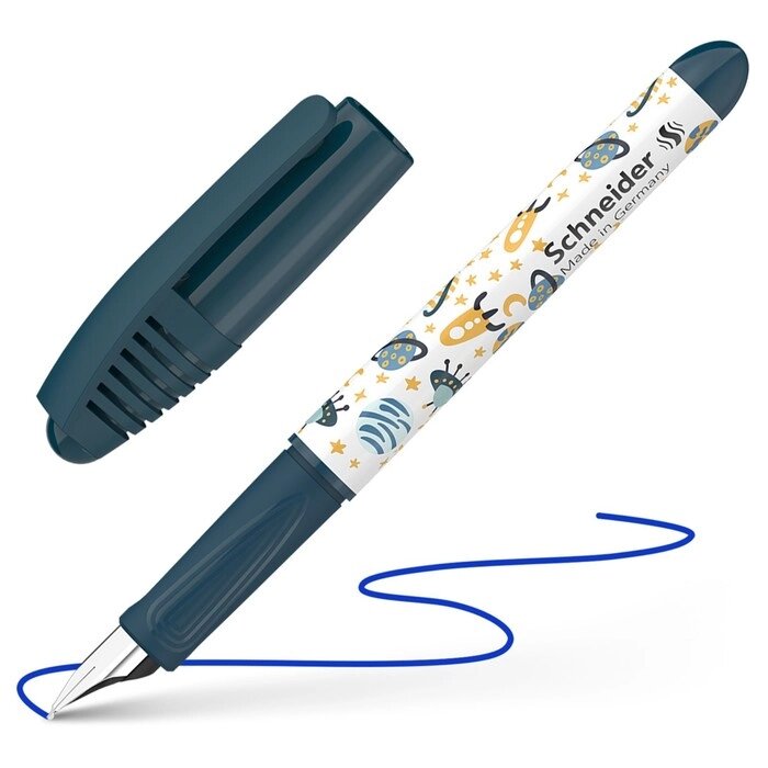 Ручка перьевая Schneider "Zippi Space" синяя, 1 картридж, грип, тёмно-синий-белый корпус от компании Интернет-гипермаркет «MOLL» - фото 1