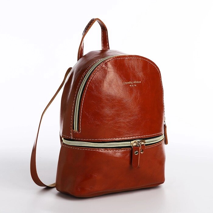 Рюкзак 18*8,5*22 см, отд на молнии, коричневый от компании Интернет-гипермаркет «MOLL» - фото 1