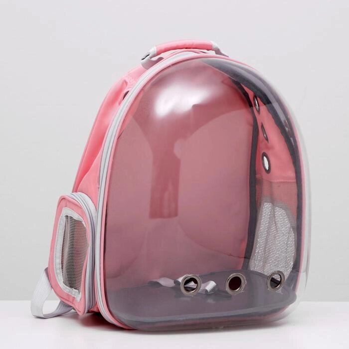 Рюкзак для переноски животных прозрачный, 31 х 28 х 42 см, розовый от компании Интернет-гипермаркет «MOLL» - фото 1