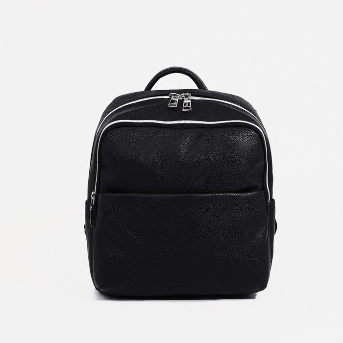 Рюкзак и/к, 26*16*30 см, 2 отд на молнии, 2 н/кармана, черный от компании Интернет-гипермаркет «MOLL» - фото 1