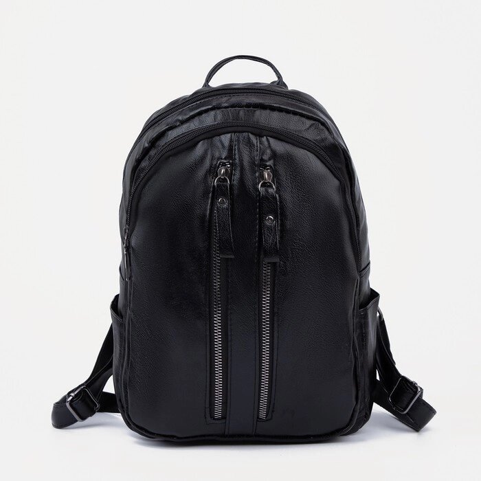 Рюкзак молод, 23*10*30, отд на молнии, 2 бок кармана, черный от компании Интернет-гипермаркет «MOLL» - фото 1