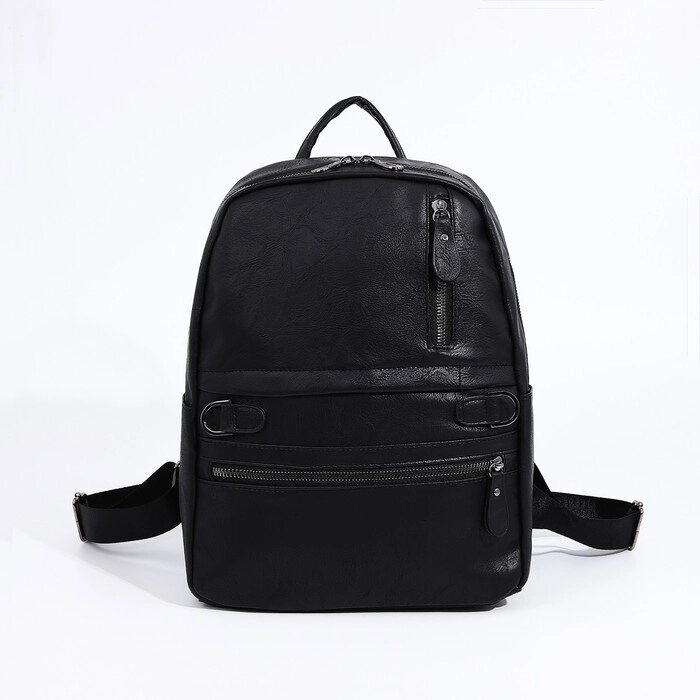 Рюкзак молод, 26*13*34 см, отдел на молнии, 2 н/кармана, черный от компании Интернет-гипермаркет «MOLL» - фото 1