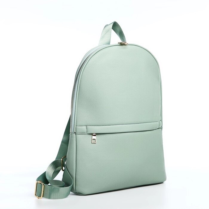Рюкзак Мона, 30,5*10*36 см, отд на молнии, 2 н/кармана, светло-зеленый от компании Интернет-гипермаркет «MOLL» - фото 1