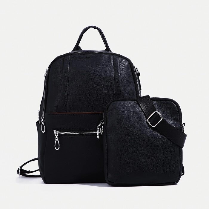 Рюкзак на молнии, 4 наружных кармана, сумка, цвет чёрный от компании Интернет-гипермаркет «MOLL» - фото 1