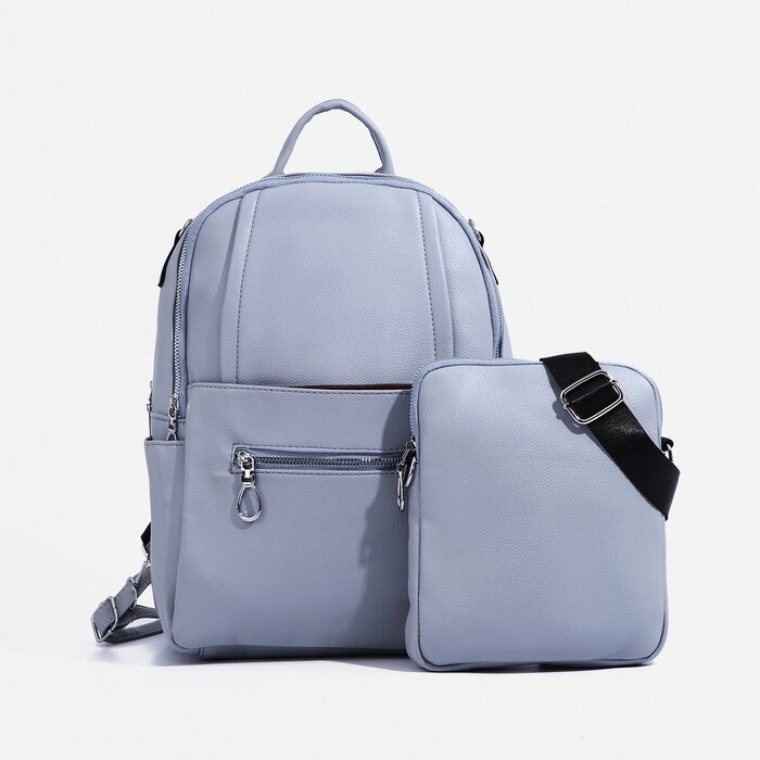 Рюкзак на молнии, 4 наружных кармана, сумка, цвет серый от компании Интернет-гипермаркет «MOLL» - фото 1