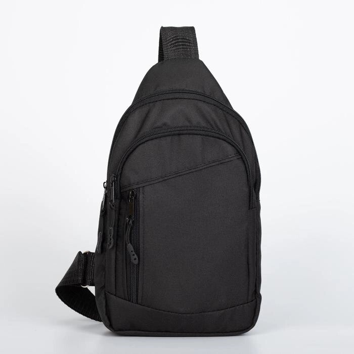Рюкзак на одной лямке, 2 отдела на молнии, наружный карман, цвет чёрный от компании Интернет-гипермаркет «MOLL» - фото 1