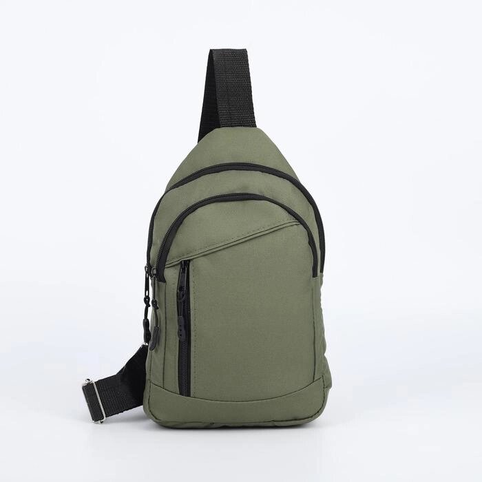 Рюкзак на одной лямке, 2 отдела на молнии, наружный карман, цвет хаки от компании Интернет-гипермаркет «MOLL» - фото 1