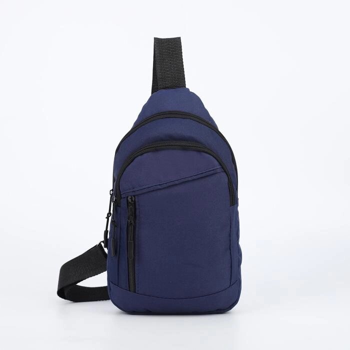 Рюкзак на одной лямке, 2 отдела на молнии, наружный карман, цвет синий от компании Интернет-гипермаркет «MOLL» - фото 1