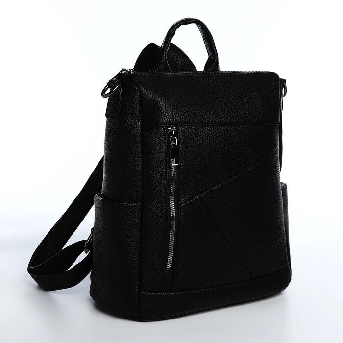 Рюкзак Нура, 27*11,5*30 см, отд на молнии, 4 н/кармана, черный от компании Интернет-гипермаркет «MOLL» - фото 1