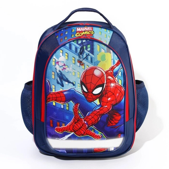 Рюкзак школьный эргонм. спинка Б 37*26*16 Человек-паук темно-синий, от компании Интернет-гипермаркет «MOLL» - фото 1