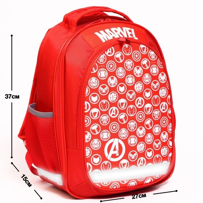 Рюкзак школьный с эргономической спинкой Мстители "Marvel", 37*27*16 см, красный от компании Интернет-гипермаркет «MOLL» - фото 1