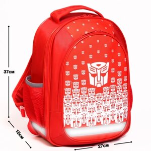 Рюкзак школьный с эргономической спинкой "Оптимус Прайм", Трансформеры, 37*27*16 см, красный