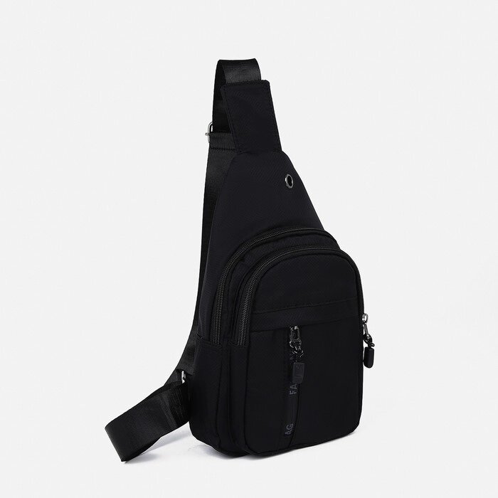 Рюкзак-слинг 18*6*30 см, 1 отд на молнии, 2 н/кармана, выход д/наушников, черный от компании Интернет-гипермаркет «MOLL» - фото 1