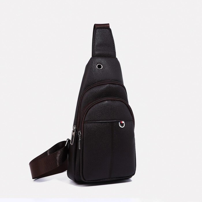 Рюкзак-слинг Дик,  и/к, 16*5*32 см, отд на молнии, 2 н/кармана, коричневый от компании Интернет-гипермаркет «MOLL» - фото 1