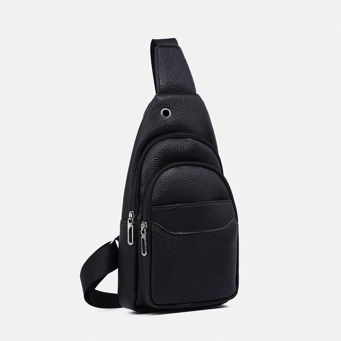 Рюкзак-слинг Генри,  и/к, 16*5*32 см, отд на молнии, 2 н/кармана, черный от компании Интернет-гипермаркет «MOLL» - фото 1
