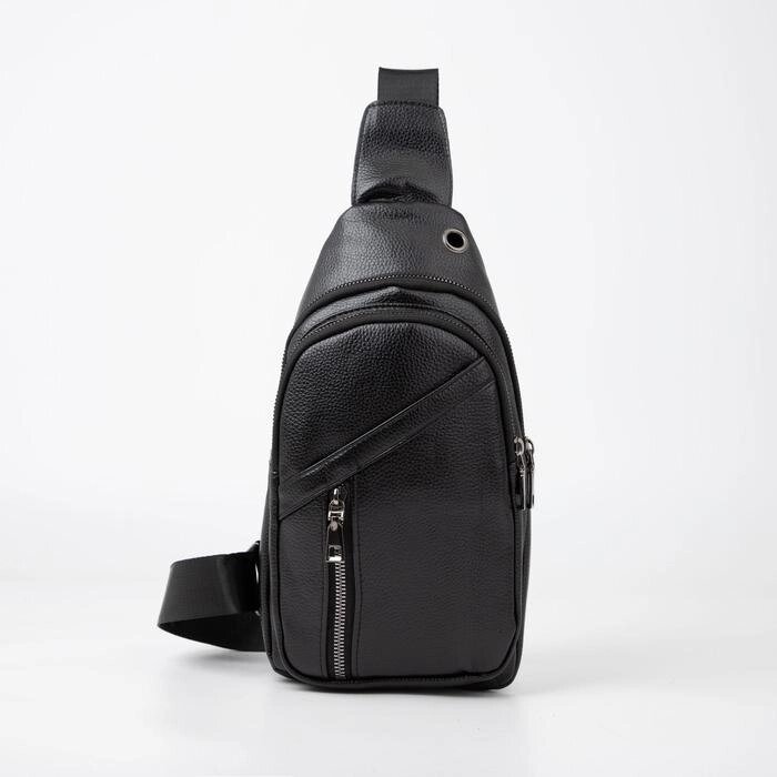 Рюкзак-слинг L-860-2, 17*6*30, 2 отд на молниях, 2 н/карман, черный от компании Интернет-гипермаркет «MOLL» - фото 1