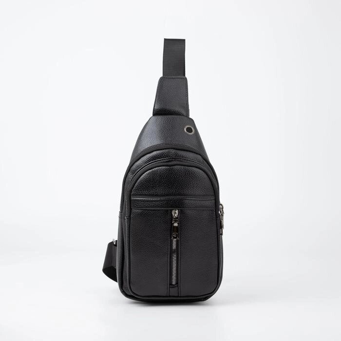 Рюкзак-слинг L-864-2, 17*6*30, 2 отд на молниях, н/карман, черный от компании Интернет-гипермаркет «MOLL» - фото 1