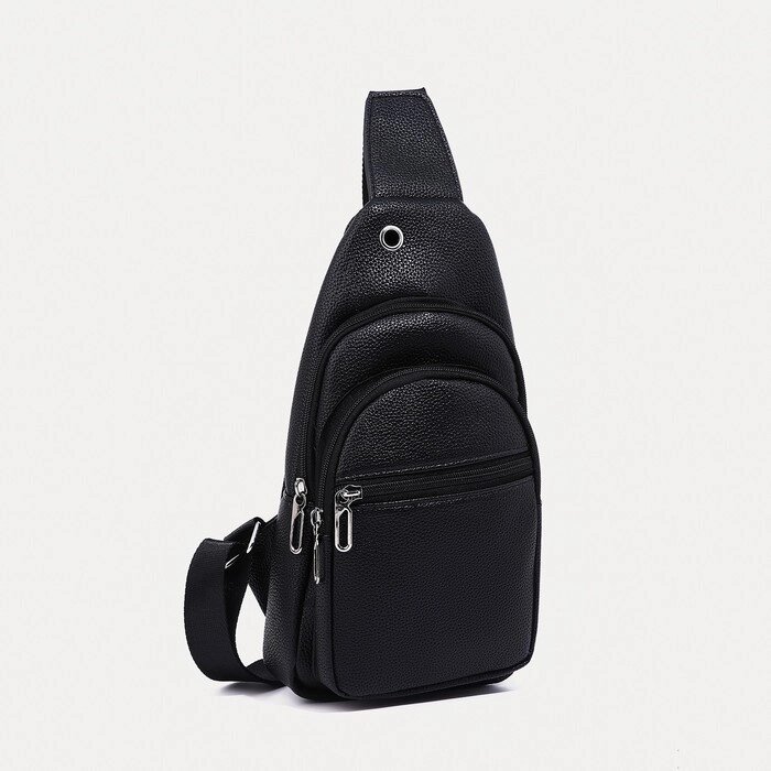 Рюкзак-слинг Люк,  и/к, 16*5*32 см, отд на молнии, 2 н/кармана, черный от компании Интернет-гипермаркет «MOLL» - фото 1