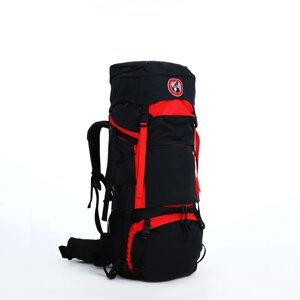 Рюкзак тур Тигрис 2, 80 л, отдел на шнурке, 2 нар кармана, цвет чёрный/красный