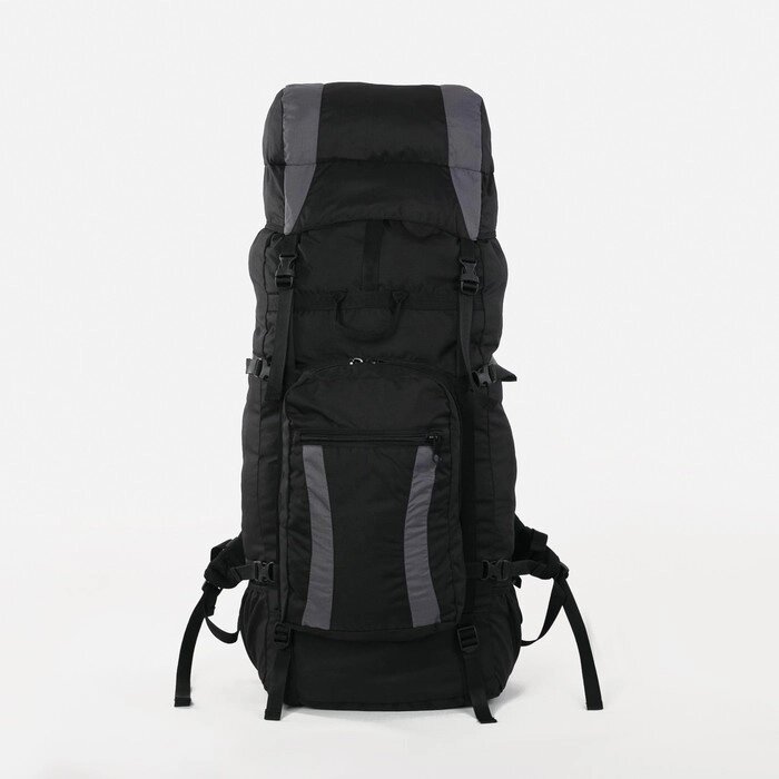 Рюкзак туристический, 120 л, отдел на шнурке, наружный карман, 2 боковых сетки, цвет чёрный/серый от компании Интернет-гипермаркет «MOLL» - фото 1