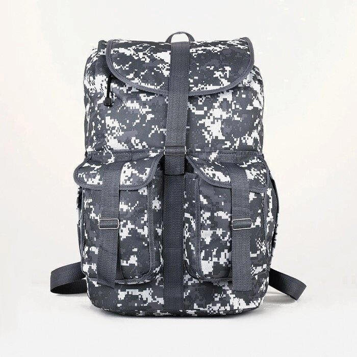 Рюкзак туристический, 55 л, отдел на шнурке, 3 наружных кармана, цвет серый/камуфляж от компании Интернет-гипермаркет «MOLL» - фото 1