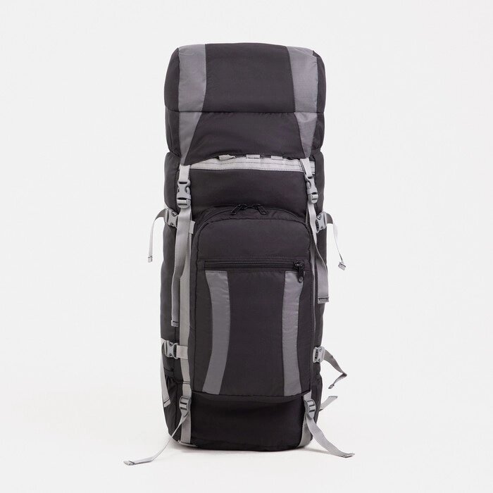 Рюкзак туристический, 60 л, отдел на шнурке, наружный карман, 2 боковые сетки, цвет чёрный/серый от компании Интернет-гипермаркет «MOLL» - фото 1