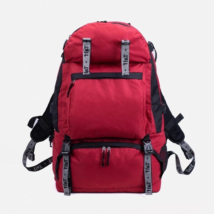 Рюкзак туристический, 65 л, отдел на молнии, 3 наружных кармана, цвет чёрный/бордовый от компании Интернет-гипермаркет «MOLL» - фото 1