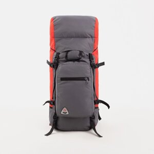 Рюкзак туристический, 70 л, отдел на шнурке, наружный карман, 2 боковые сетки, цвет серый/красный