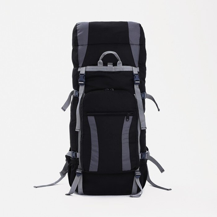 Рюкзак туристический, 80 л, отдел на шнурке, наружный карман, 2 боковые сетки, цвет чёрный/серый от компании Интернет-гипермаркет «MOLL» - фото 1