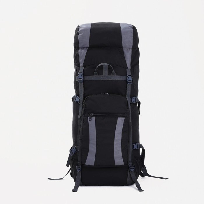 Рюкзак туристический, 90 л, отдел на шнурке, наружный карман, 2 боковых сетки, цвет чёрный/серый от компании Интернет-гипермаркет «MOLL» - фото 1