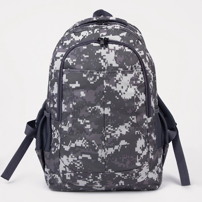 Рюкзак туристический, отдел на молнии, 3 наружных кармана, цвет серый/камуфляж от компании Интернет-гипермаркет «MOLL» - фото 1