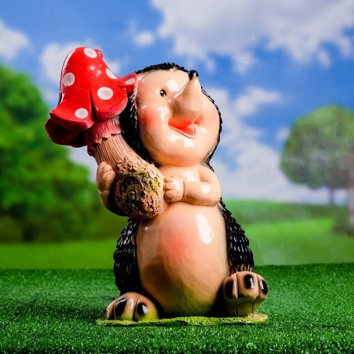 Садовая фигура "Еж Весельчак с грибочком" 32х15см от компании Интернет-гипермаркет «MOLL» - фото 1