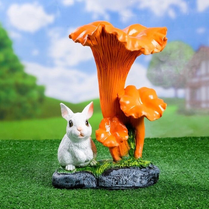 Садовая фигура "Гриб лисичка с зайчиком" 27*28*34 см от компании Интернет-гипермаркет «MOLL» - фото 1