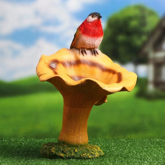 Садовая фигура "Гриб рыжик с птичкой" 20*22*32 см от компании Интернет-гипермаркет «MOLL» - фото 1