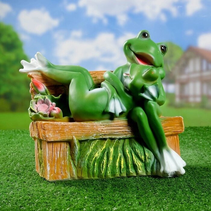 Садовая фигура "Хорошо сидим" на лавке 28*28 см от компании Интернет-гипермаркет «MOLL» - фото 1